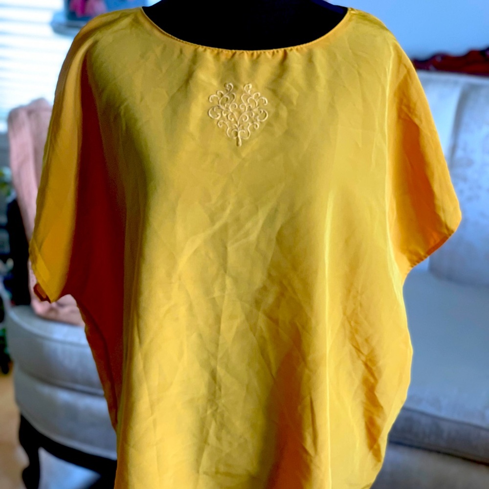 Vintage mustard yellow embroidered blouse